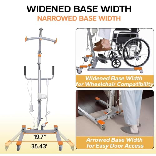Image of Electric Patient Lift Mobility Aid, Plug-in Powered 350LBS Capacity, Grey | Sling Included, Full /Partial Paralysis Mobility Aid, Body Transfer Hoist for Home Care, Hospital