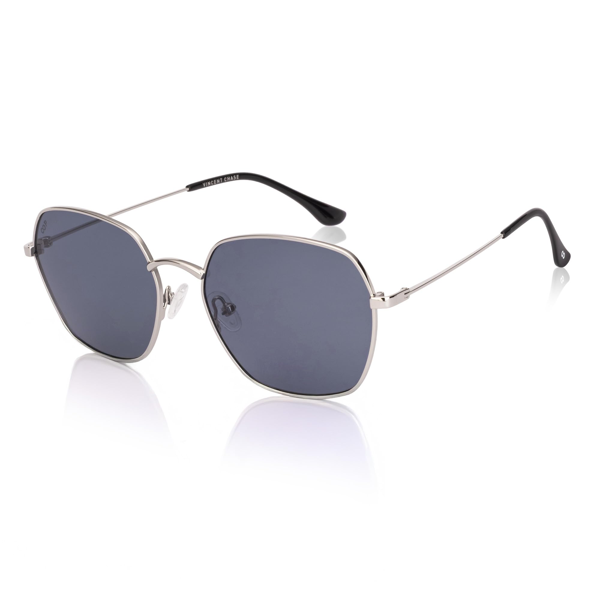 vincent chase eyewear Vincent Chase By Lenskart | Silver - Grey Solid Full Rim Geometric | Polarized and 100% UV Protected | Men & Women | Medium | VC S18687-picture-30