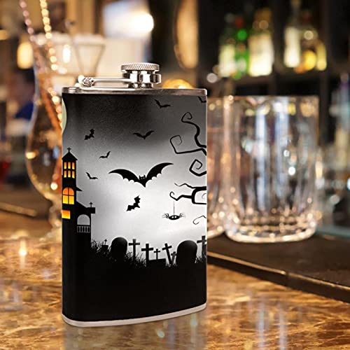 Small Flask For Liquor For Women Leakproof Hip Flask Leather Wrap With Funnel Discrete Shot Drinking Of Alcohol Gift For Men Halloween Night Background #TOP5