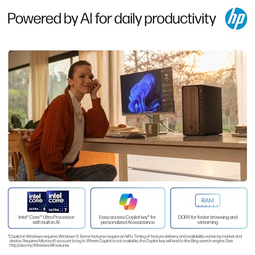 HP OmniDesk AI Tower Desktop PC | Intel® Core™ Ultra 7 265 Processor | 16GB DDR5 RAM | 1TB SSD | Intel® Graphics | Windows 11 Home | Dark Wood and Jack Black | M03-0003sa - Image 5