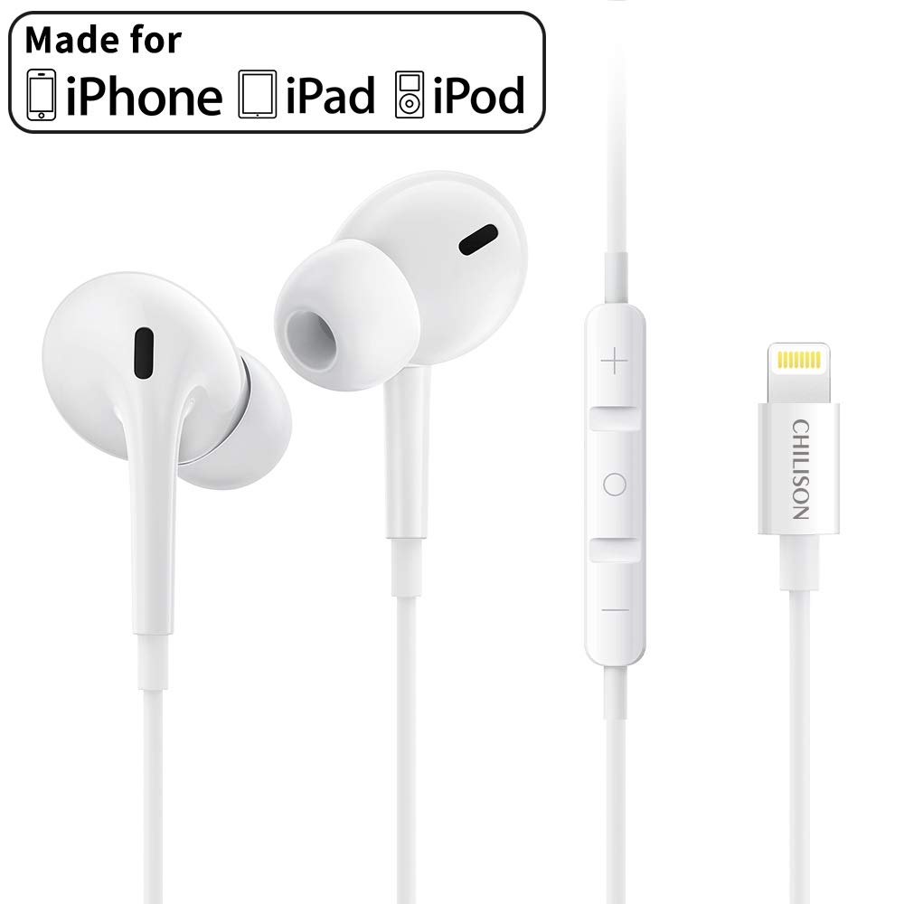 Light-ning Headphones for iPhone,Chilison in-Ear Earphones Earbuds MFi Certified and Active Noise Cancellation Compatible with iPhone 11/11 Pro/iPhone X/XS/XS Max/XR iPhone 8/8 Plus/ 7/7 P/ipad