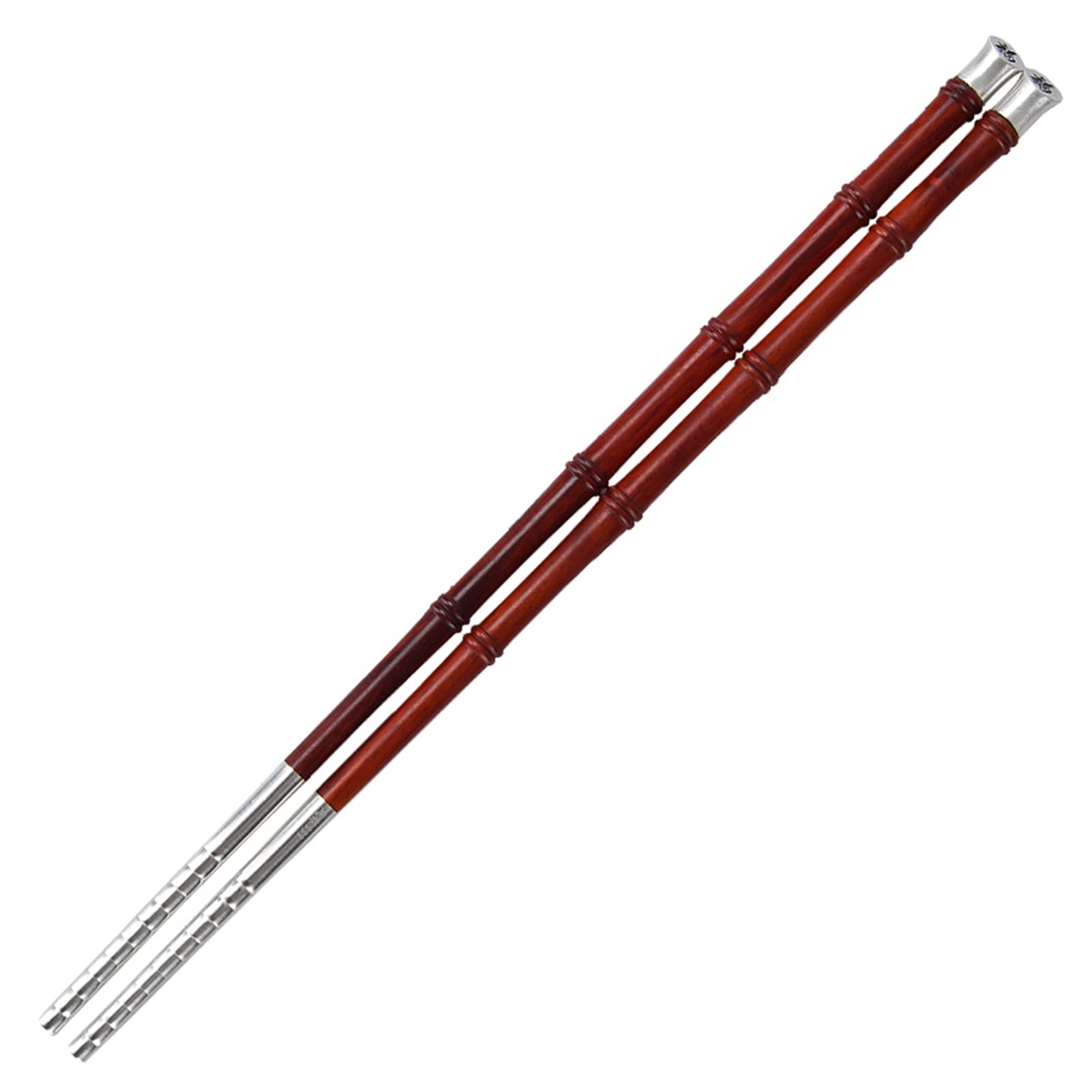 Juego de 2 pares de palillos reutilizables, palillos chinos hechos a mano, sándalo ligero y palitos de plata de 24,2 cm