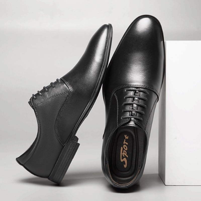 Men's Genuine Leather Lace Up Oxfords Comfort Wide Toe Non-Slip Dress Shoes Office Working Premium Leather Derby3