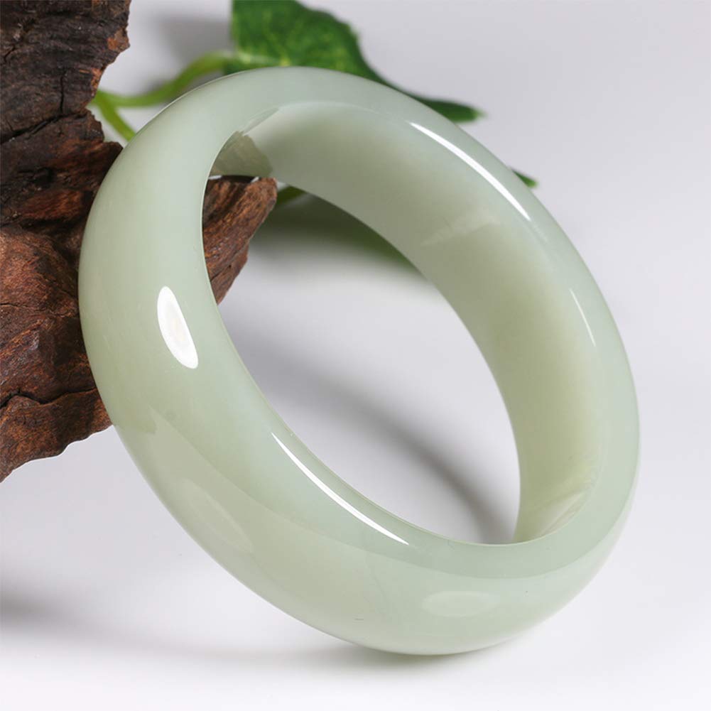 Bangle de Jade Blanco Natural Accesorios de Joyería de Pulsera de Jade Pulida Hecha a Mano Mujer, Brazalete de Jade de Grado Real A,64mm