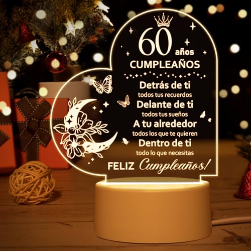 Vetbuosa Candeeiro de noite, presentes originais para 60 anos
