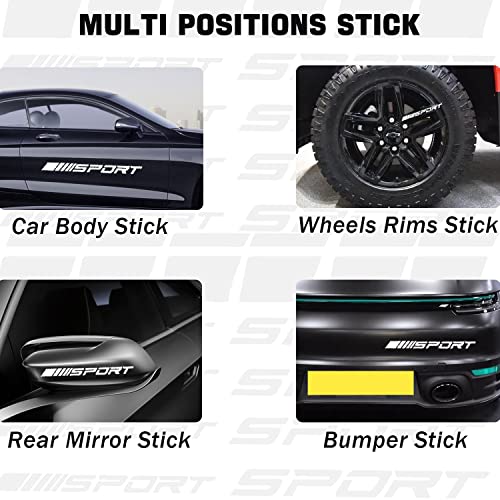 Image of Pincuttee 14pcs Car Decal Stickers,Wheel Rim Decal Sticker,Sport Logo Reflective Stickers,Sport Emblem Car Rear Bumper Sticker,Rear Mirror Decals for All Vehicles(White,14PCS)