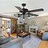 Rustic ceiling fan with light and remote control industrial farmhouse ceiling fans with 5 brown wooden fan blades and retro unique wheel shapepull chains control for kitchenliving room  urban country home decor