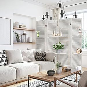 Ecomex4panelsroomdividers55ftprivacyscreenwoodroomdividerswithshelvesandfoldingprivacyscreenswalldividerforroomseparationforroomsbedroomofficeoutdoorwhite4panel  Urban Country Home Decor Ecomex 4 panels room dividers 55ft privacy screen wood room dividers with shelves and folding privacy screenswall divider for room separation for roomsbedroom officeoutdoor white4 panel  urban country home decor