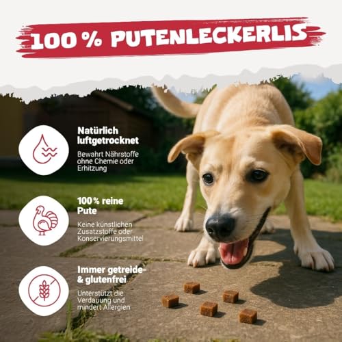 Pets Purest Natürliche Hundesnacks mit 100% Truthahn 100 g – leckere getreidefreie, fettarme und proteinreiche, hypoallergene Kausnacks für das Training für Hunde, Welpen und ältere Tiere.