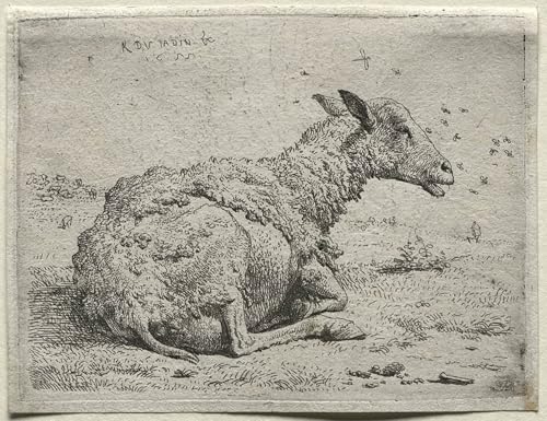 Toile le mouton et les mouches Karel Dujardin déco chambre 60x90