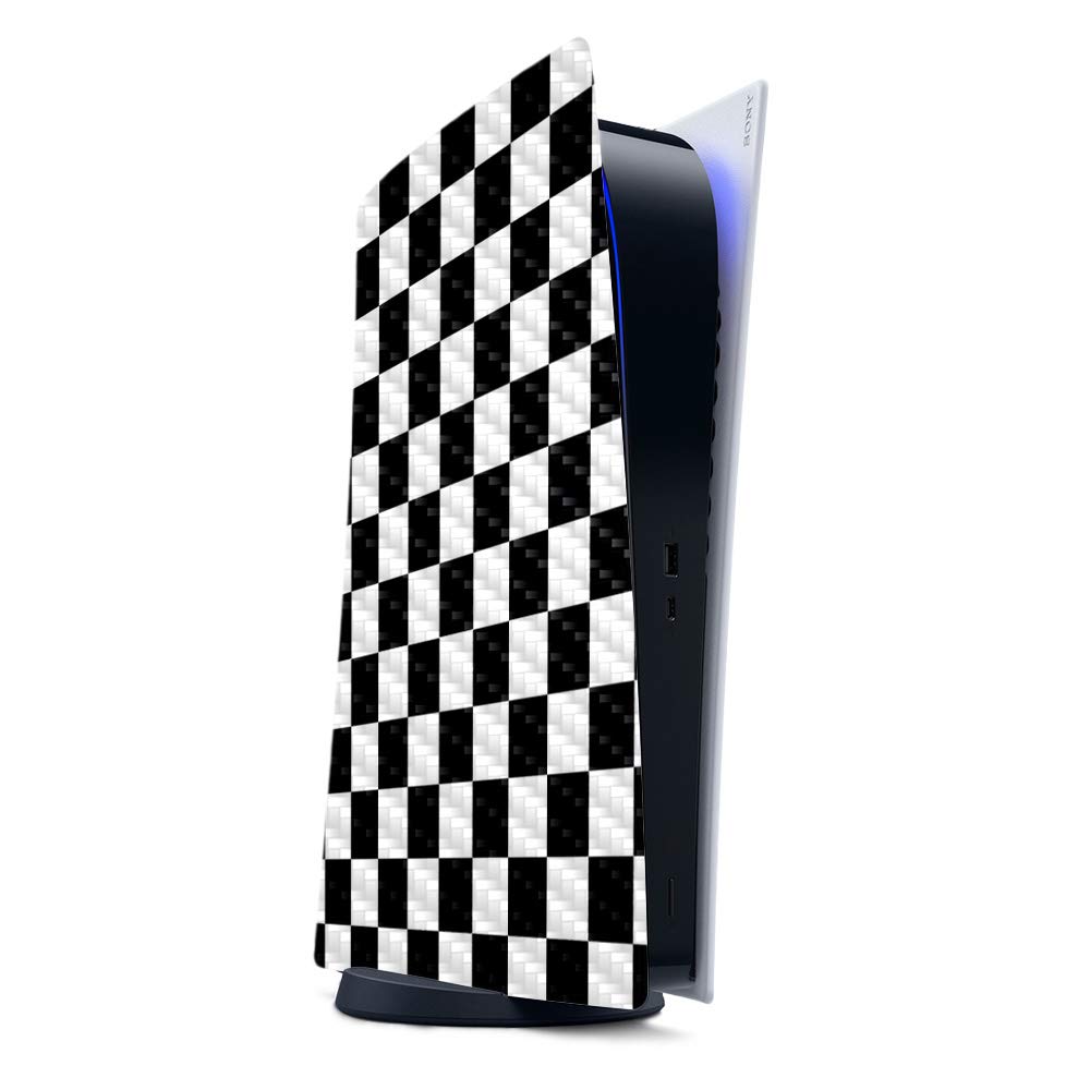 MightySkins Carbon Fiber Gaming Skin for PS5 / PlayStation 5 Digital Edition - Check | Durable Textured Carbon Fiber Finish | Easy to Apply and Change Style | Made in The USA