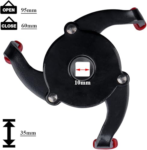 Miniatura 4 de Mesee Llave de filtro de aceite, 2.362 in - 3.740 in, ajustable, 3 mandíbulas, herramienta universal de extracción de filtro de aceite con cubierta