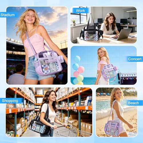 Image of Clear Tote Bag 12x6x12 Stadium Approved Transparent Crossbody Bag with Multi Pockets for Sports Concerts