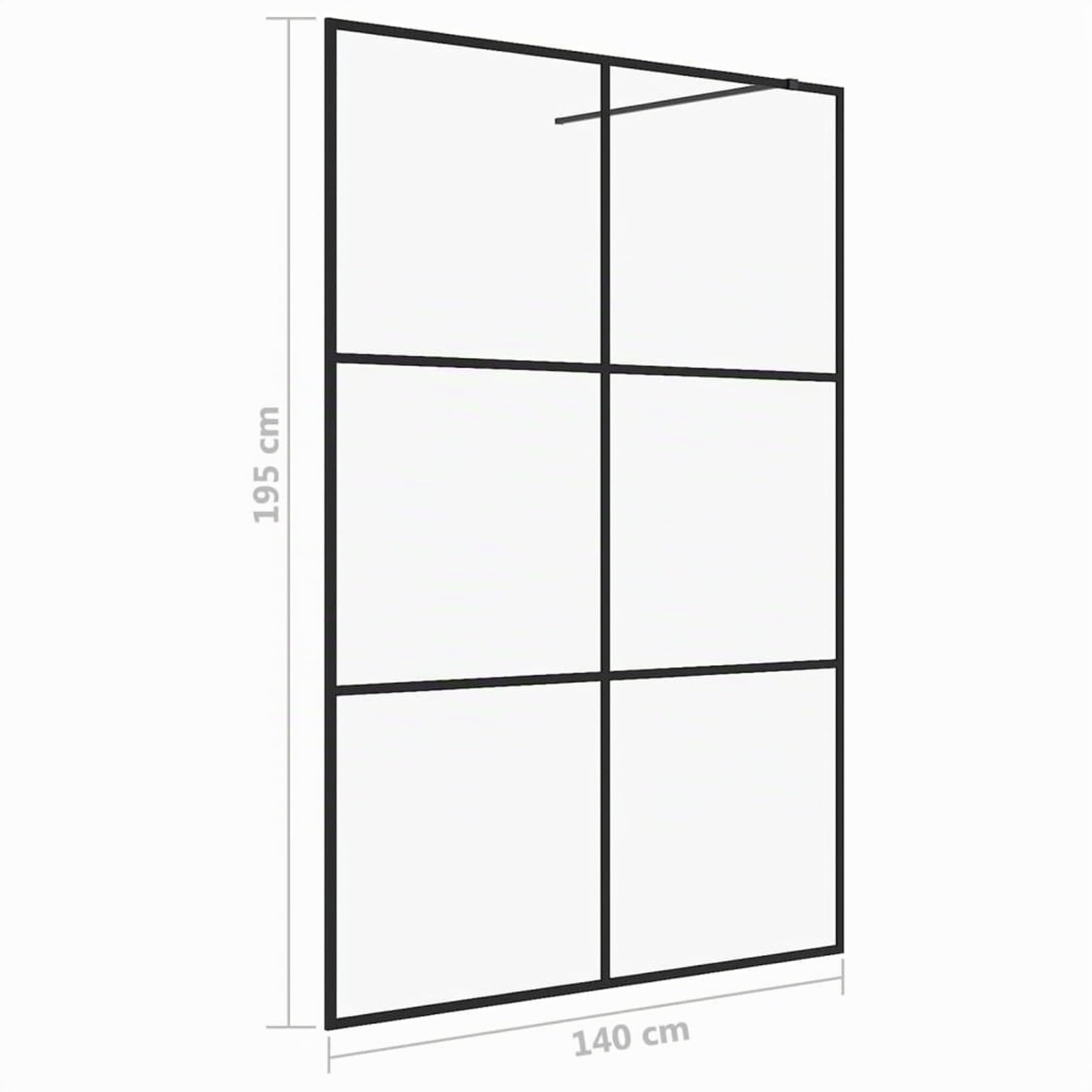 IKAYAA Mampara Ducha Fija 140 x 195 cm -Panel Pantalla Fijo Ducha - Mamparas de Ducha Fija con Vidrio ESG 5 mm - Mampara Fija Transparente Negro-Transparente