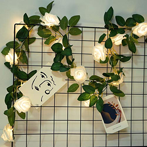 Rose String Lights Battery Powered Or Usb Powered With Remote Control, Rose Fairy Lights Waterproof For Bedroom, Christmas, Festivals, Wedding, Party, Valentine's Day (White, 6.6) #TOP5