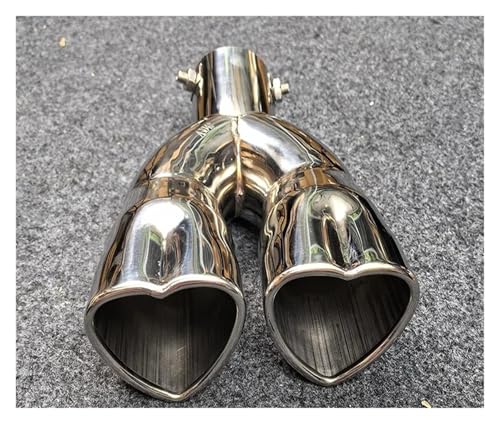 Embout échappement en cœur inox chromé 60mm pour canule de silencieux universelle coudée