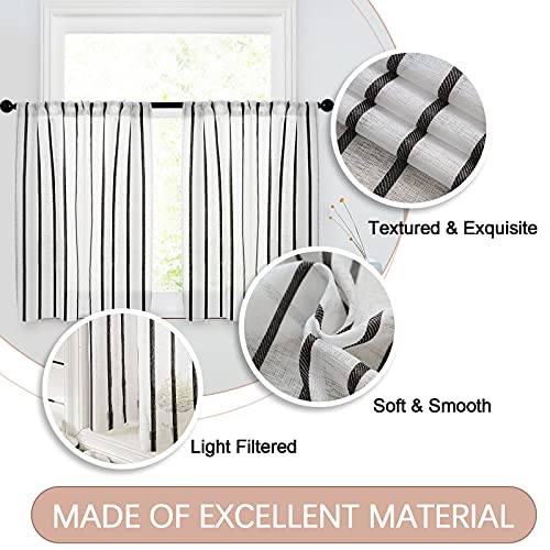 MRTREES-Kitchen-Curtains-Striped-Semi-Sheer-Tier-Curtains-Farmhouse-Pinstripes-Linen-Textured-Short-Cafe-Curtain-Panels-for-Bathroom-Living-Room-RV-Rustic-2-Panels-W30L45-Black-on-White MRTREES Kitchen Curtains Striped Semi Sheer Tier Curtains Farmhouse Pinstripes Linen Textured Short Cafe Curtain Panels for Bathroom Living Room RV Rustic 2 Panels W30L45 Black on White