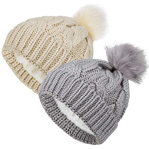 2 pack toddler kids winter warm fleece lined beanie hats for boys…