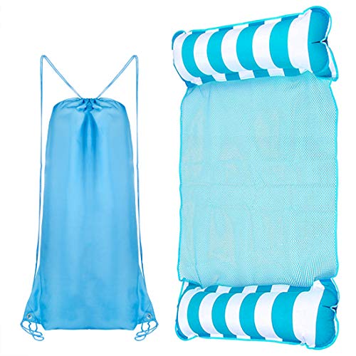Water Hammock Float, Pool Mattress Floats for Adults, 4-in-1 Multi-Purpose Inflatable Hammock (Saddle, Lounge Chair, Hammock, Drifter) Portable Pool Float (Blue)