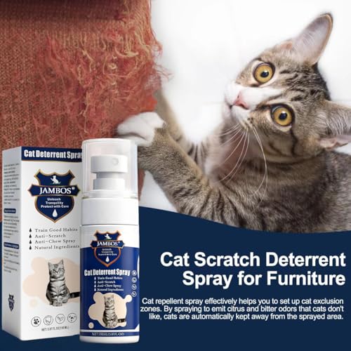 image for JAMBOS Cat Deterrent Spray - Safe Indoor & Outdoor Deterrent for Furni