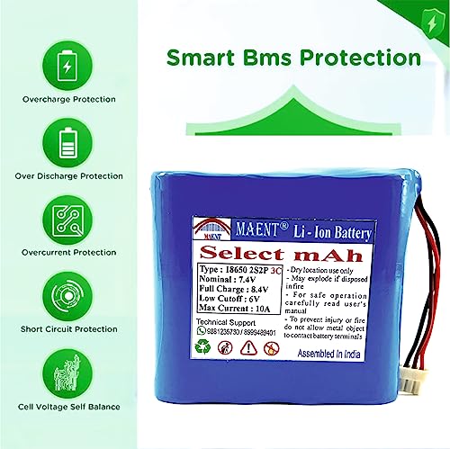 Image of MAENT 7.4V 18650 Lithium ion Rechargeable Battery 2S2P 2 Wire 5264 POS 8.4V for Electronics Toys Lighting Equipment POS Swipe Machine - 3C Rated (3 Pin POS Connector, 6000 mah)