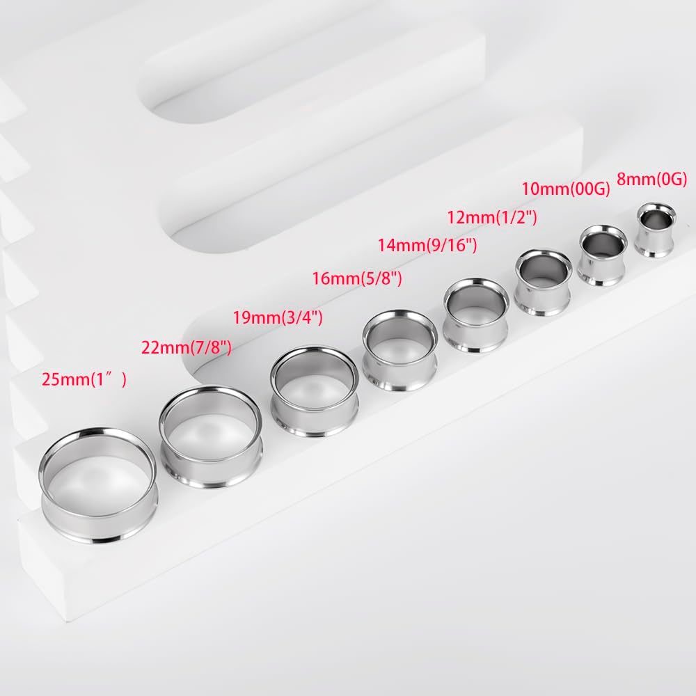 DOEARKO 6 Pcs Large Double Flare 316L Stainless Steel Hypoallergenic Ear Plugs Tunnels Gauges for Ears Expander Body Jewelry