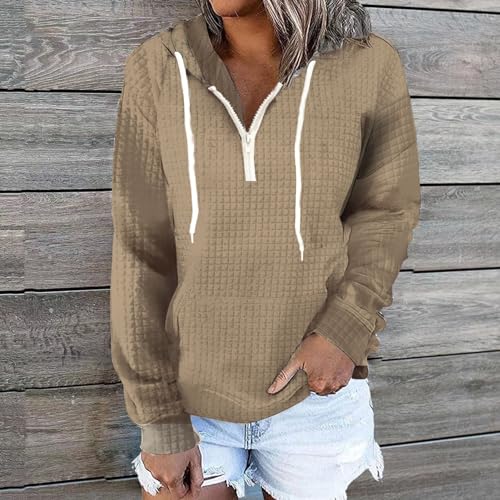 Pull à capuche avec cordon de serrage ajustable en taille M couleur kaki