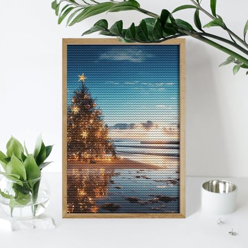 Kit d'art diamant Arbre de Noël sur la plage ELUZZIZUT - 4