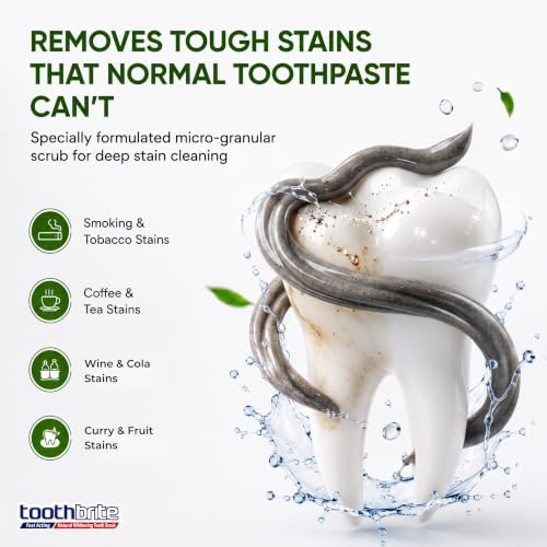 Image of Whitening Tooth Scrub, Gel Toothpaste for Teeth Stain Removal | Patented Micro-Granular Formula | Ideal for Smokers, Tobacco, Coffee & Tea Users | Deodorises Breath All Day | Cool Mint 100g