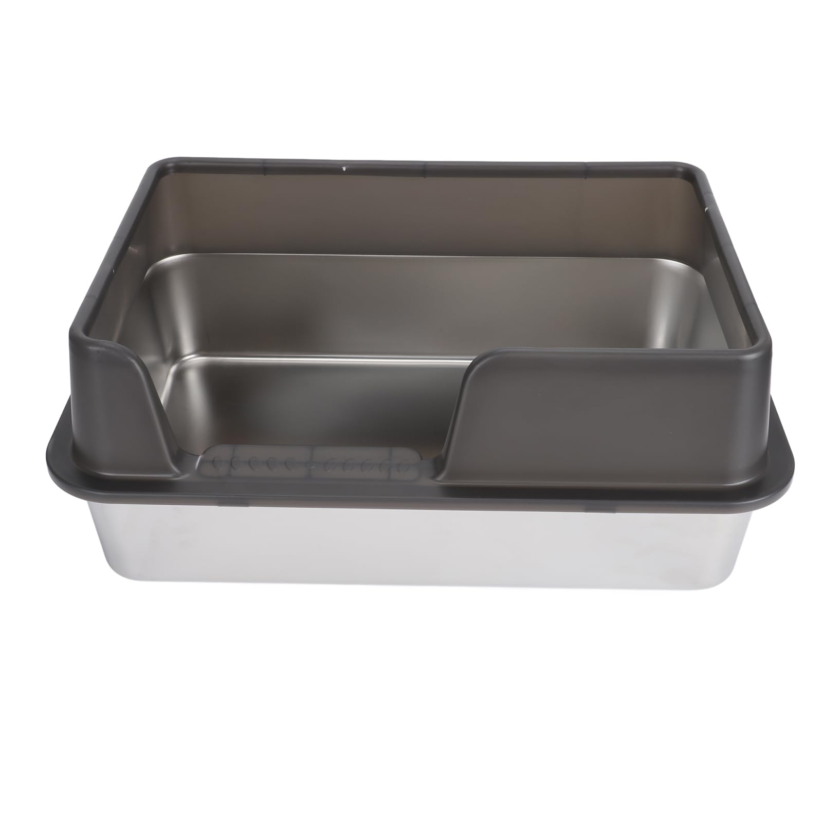Aoresac Lettiera in acciaio inox con bordi alti e design antispruzzo per