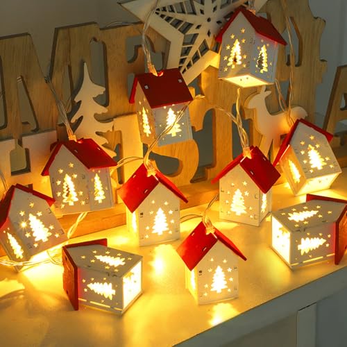 Weihnachtsdeko Innen Lichterketten mit 10 Kleine Holzhäuser Feen Lichter,Weihnachtsbeleuchtung Innen Häuser String Lights,Weihnachten Deko LED String Lichter für Schlafzimmer Dekoration (Baum) Weihnachtsdeko Innen Lichterketten mit 10 Kleine Holzhäuser Feen Lichter,Weihnachtsbeleuchtung Innen Häuser String Lights,Weihnachten Deko LED String Lichter für Schlafzimmer Dekoration (Baum)