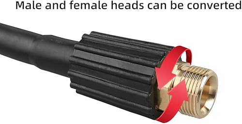 Miniatura 5 de Manguera de lavado a presión de 50 pies x 14 pulgadas, manguera de repuesto para la mayoría de las marcas, rosca de latón M22 de 0.551 in o M22 de