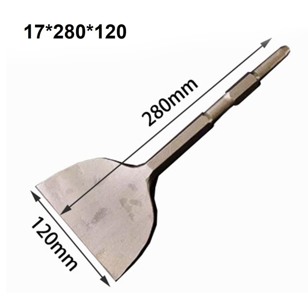 Cincel plano para martillo eléctrico con vástago hexagonal, 17 × 280 × 100 mm, acero