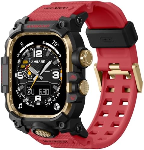 amBand M1 Rugged Case with Strap Compatible with Apple Watch Series 8/7 45mm, Durable TPU Military Sport Wristband with Bumper Protective Cover Designed for iWatch 6/SE/5/4/3/2/1 44mm 42mm Men