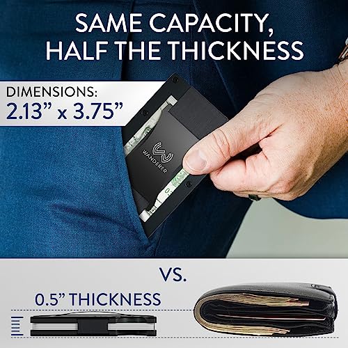 WANDERER WALLET Airtag Wallet - Slim Wallet with AirTag Holder & Durable Carbon Fiber Metal Wallet with Money Clip - Minimalist Wallet for Men/Women - RFID Blocking for Credit Card ID4
