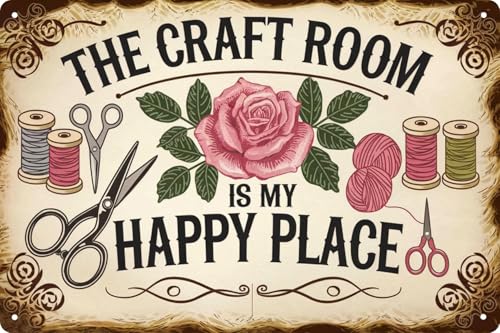 Rustic Metal Tin Sign The Craft Room Is My Happy...