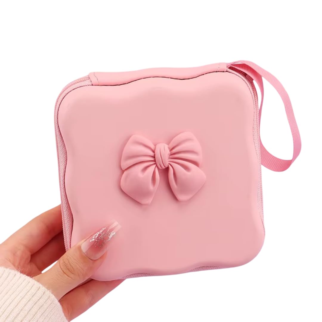Portable Mobile Phone Data Cable Storage Bag Multi-Function Charger Earphone Cord USB Travel Storage Pouch Pack of-1 (Pink Bow)-image-15