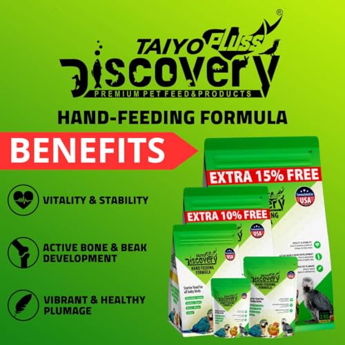 Image of Taiyo Pluss Discovery Hand Feeding Formula - 250 g Pouch + 12 ml Syringe Free Combo | High Nutrition Baby Bird Food with DHA | Supports Bone & Beak Growth | for African Grey, Macaw & Conure Chicks