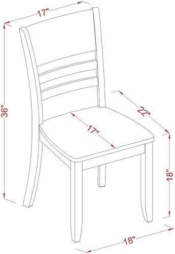 Miniatura 3 de East West Furniture LYC-ESP-W Lynfield - Sillas de comedor con respaldo de escalera, sillas de cocina, juego de 2, color espresso