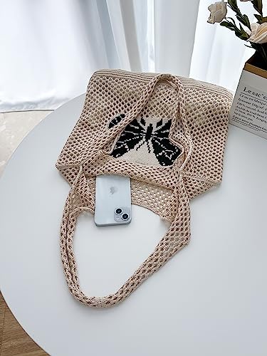 Image of ENBEI Beach Bag Crochet Tote bag for Women,Aesthetic Boho Large Bag,Foldable&Lightweight,Shopping,Beach,Travel,Daily Use
