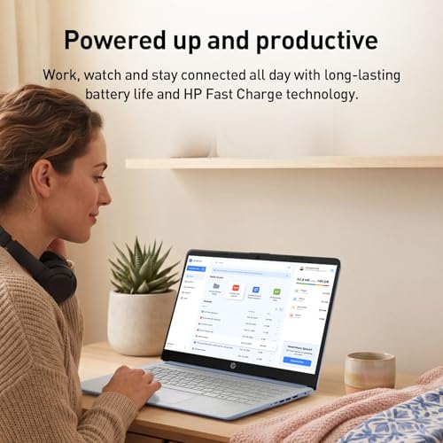 Image of HP dq6012dx 14 inch Laptop, Intel N150 Processor (Up to 3.6GHz), 4GB RAM, 128GB eMMC Storage, 14-inch Micro-Edge Display, Wi-Fi 6, Webcam, HDMI, Windows 11 Home in S Mode, Blue, Bundle PCO Cooler (Blue)