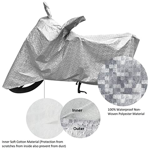 Image of Auto Hub Waterproof Bike Cover Compatible with Splendor Plus Dustproof, UV Protection Two Wheeler Bike Splendor Plus Cover - Metallic Silver