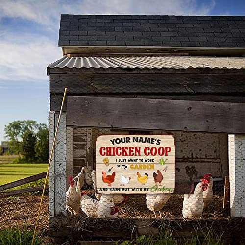 Wodoro Custom Vintage Chicken Coop Metal Tin Sign 12X16 Inches, Hen House Wall Door Plaque, Fluffy Hut Farm Fresh Eggs Funny Chicken Sign, Chick Inn Farmhouse Farm Sign Decor Outdoor Outside (17) #TOP7