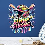Motivational Softball Wall Decal, Drip Strong Quote Sticker for Girls Bedroom, Locker Room, & Game Room, Gift Idea for Players, Coaches & Teams