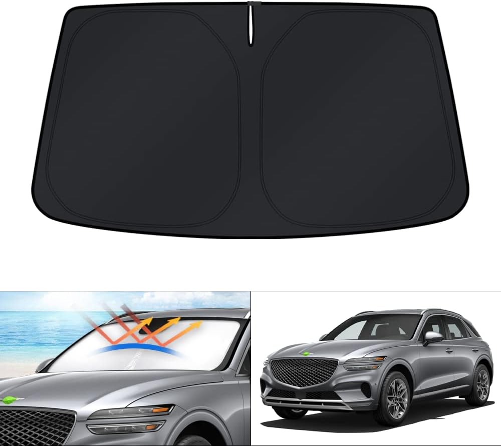 KUST Windshield Sun Shade for Genesis GV70 Accessories 2022-2024 Sunshade Window Sun Visor Protector Foldable Blocks UV Rays Keep Your Car Cooler