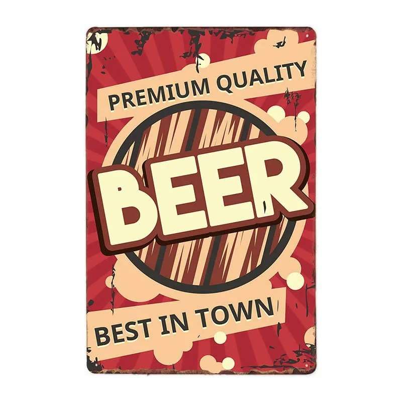 Pin Up Beer - Placa de metal retro vintage (4 unidades)
