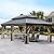 DWVO 12x18ft Hardtop Gazebo Double Roof with Nettings and Curtains, Heavy Duty Galvanized Steel Outdoor Vertical Stripes Roof for Patio, Backyard, Deck, Lawns, Brown