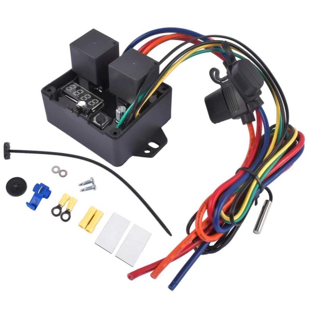 AP03 0444 Kit de Interruptor de Controlador de Ventiladores de radiador Digital Compatible con Sistemas de 12 V y 24 V Control de Velocidad de Ventilador Ajustable para enfriamiento del radiador