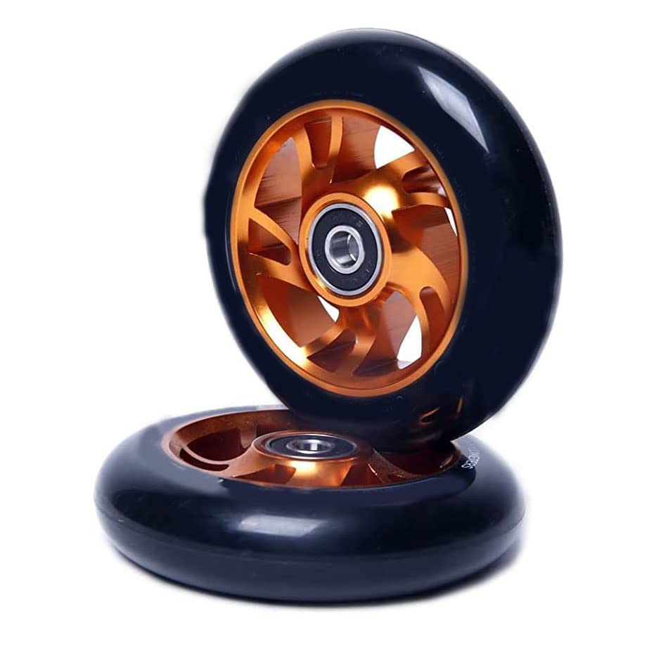 2 Ruote Stunt Scooter 110 Mm Oro – Ricambio In Alluminio E PU, Durezza 88A, Cuscinetti ABEC-9