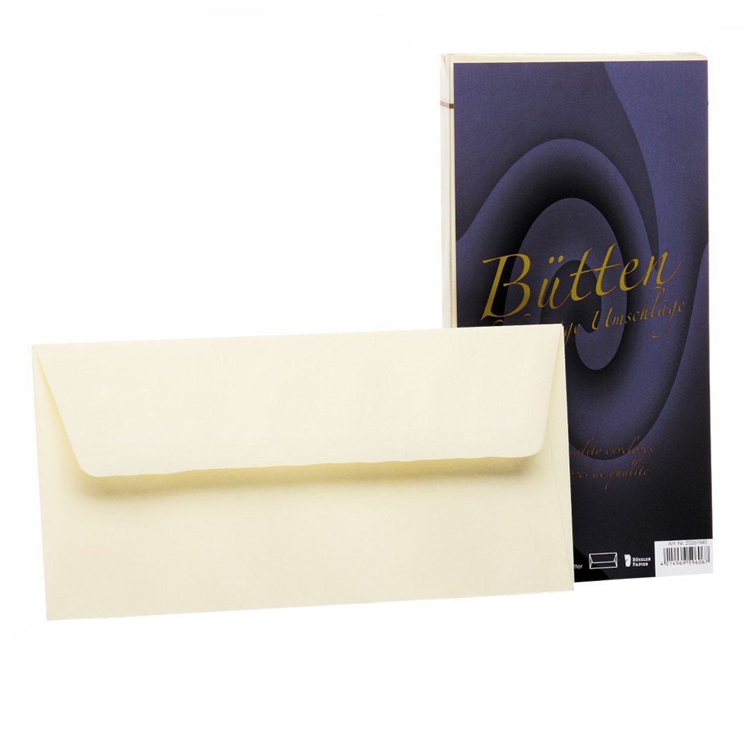 Rössler 20261940 DL Deckle Edged Lined Envelope - Ivory
